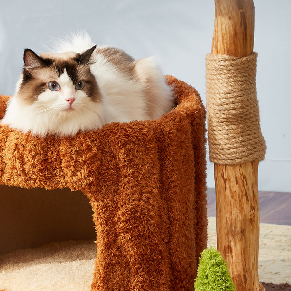 Solid Wood Cat Climbing Frame Integrated Sisal Toy - Gusto Illusions