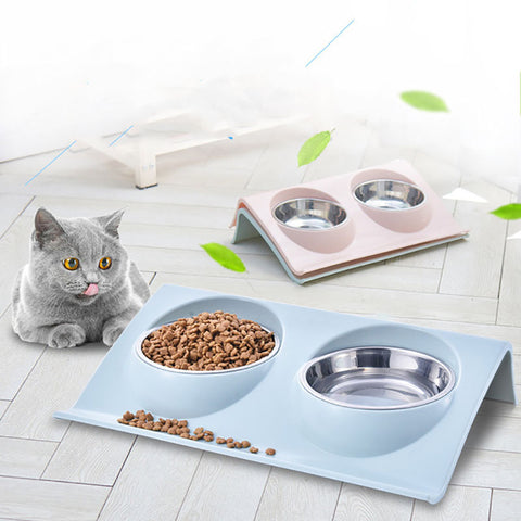 Stainless Steel Pet Double Bowl - Gusto Illusions